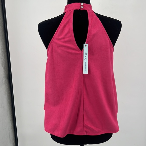 She and Sky NWT Microsuede Pink Halter Top sz. Small - Picture 4 of 12